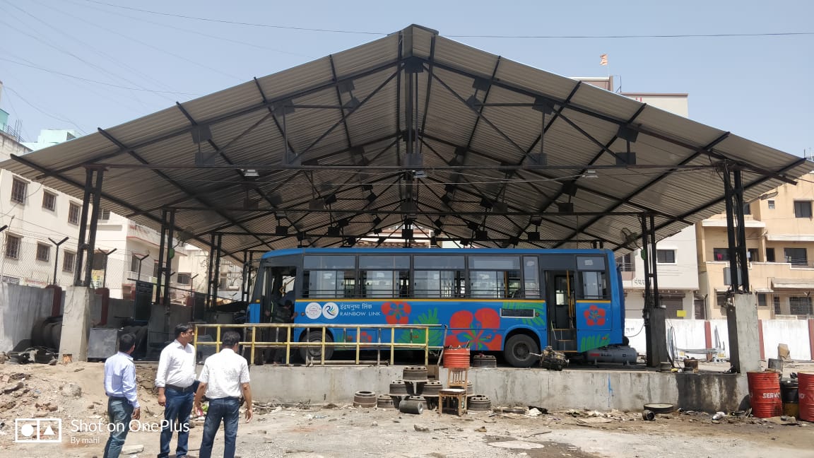 Steel canopy structure over transport bay — Rajhans Industries