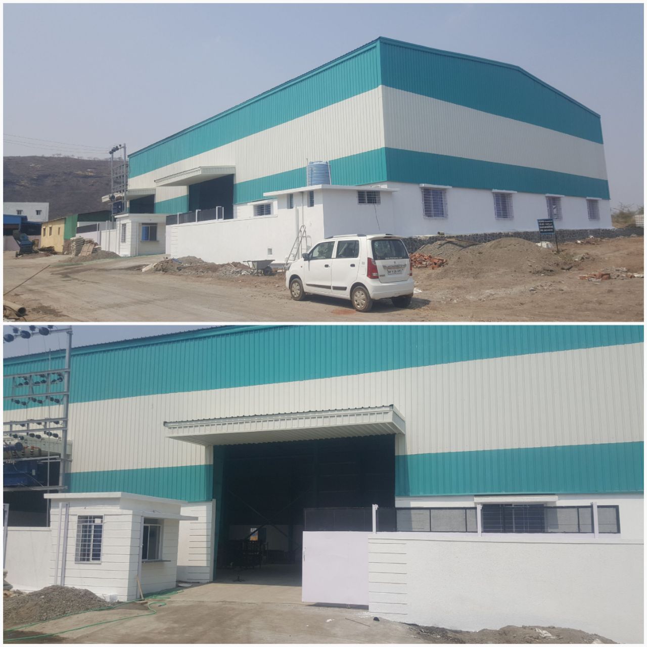 Completed pre-engineered industrial shed — Rajhans Industries
